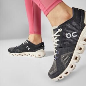 On Running Womens 6.5 Cloud X Sneaker Black Pearl Lightweight Running Navy Gym